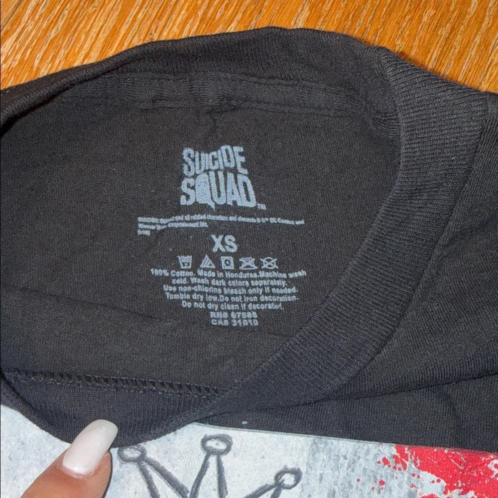 Black Graphic Tee with Playing Card Design - Picture 2 of 3